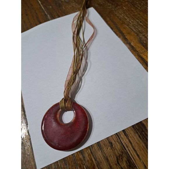 Handcrafted Funky Boho Retro Vintage Glass Flower Pendant Art Glass Necklace - Picture 5 of 6